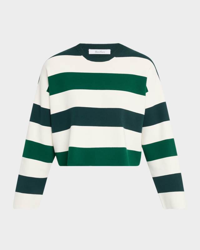 Jesone Striped Crewneck Crop Sweater
